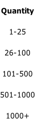 Quantity 1-25 26-100 101-500 501-1000 1000+