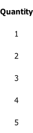 Quantity 1 2 3 4 5